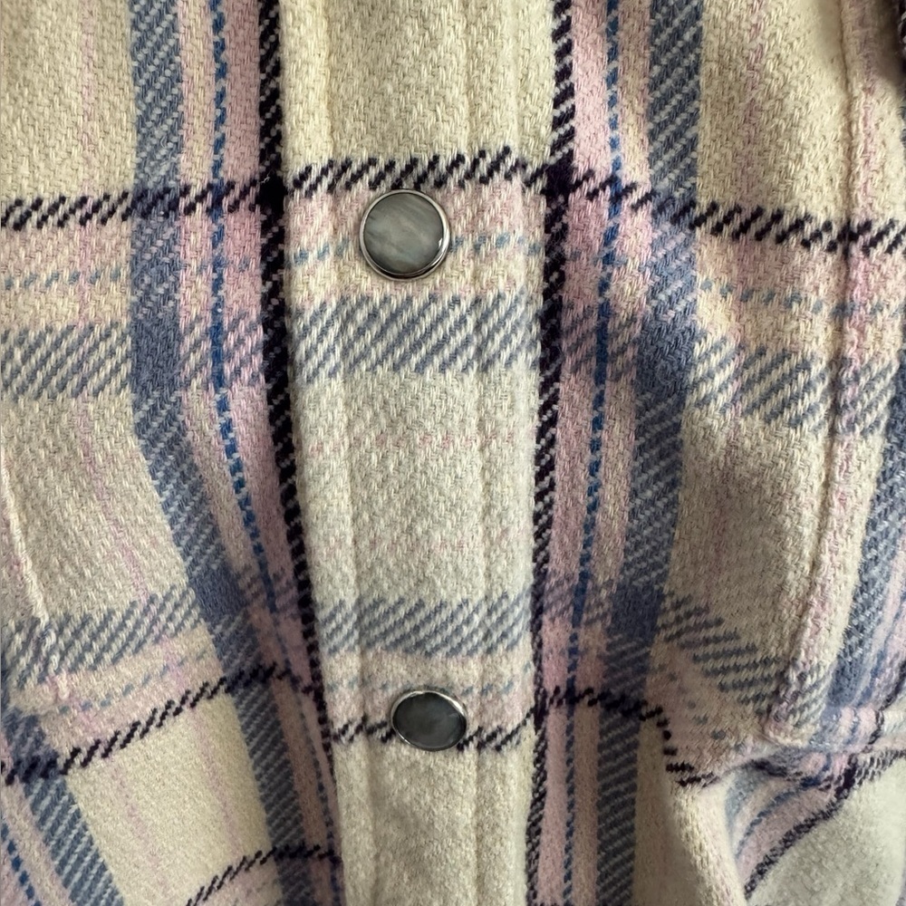 J. Crew Reimagined Thick Flannel Pockets 100% Cotton Pearl snap Button Size  8 - Picture 3 of 14
